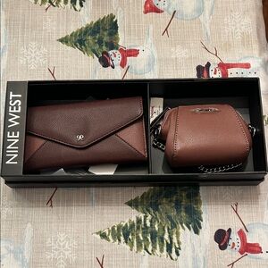 Nine West Dark Brown Wallet and Bag Set
